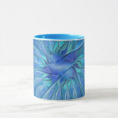 Blauw ventilatorpatroon, Abstracte fractale kunst Mok (Midden)