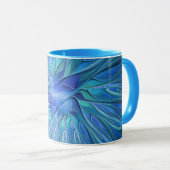 Blauw ventilatorpatroon, Abstracte fractale kunst Mok (Voorkant rechts)