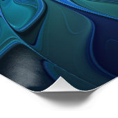 Blauw ventilatorpatroon, Abstracte fractale kunst Perfect Poster (Hoek)