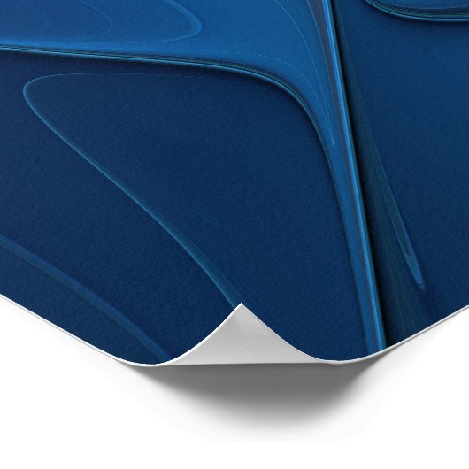 Blauw ventilatorpatroon, Abstracte fractale kunst Poster (Hoek)