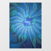 Blauw ventilatorpatroon, Abstracte fractale kunst Raamsticker (Vel)