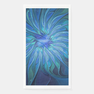 Blauw ventilatorpatroon, Abstracte fractale kunst Servet