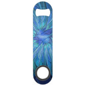 Blauw ventilatorpatroon, Abstracte fractale kunst Speed Flessenopener (Achterkant)