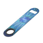 Blauw ventilatorpatroon, Abstracte fractale kunst Speed Flessenopener (Achterkant Gekanteld)
