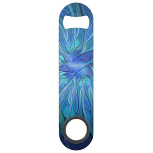 Blauw ventilatorpatroon, Abstracte fractale kunst Speed Flessenopener
