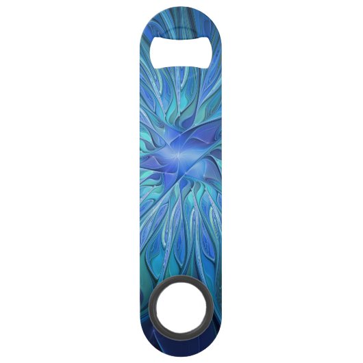 Blauw ventilatorpatroon, Abstracte fractale kunst Speed Flessenopener (Voorkant)