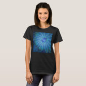 Blauw ventilatorpatroon, Abstracte fractale kunst T-shirt (Voorkant volledig)