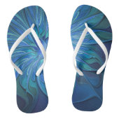 Blauw ventilatorpatroon, Abstracte fractale kunst Teenslippers (Voetbed)