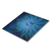 Blauw ventilatorpatroon, Abstracte fractale kunst Tegeltje (Zijkant)