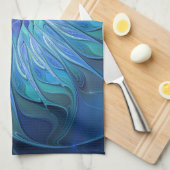 Blauw ventilatorpatroon, Abstracte fractale kunst Theedoek (Quarter Fold)