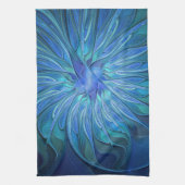 Blauw ventilatorpatroon, Abstracte fractale kunst Theedoek (Verticaal)