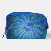 Blauw ventilatorpatroon, Abstracte fractale kunst Toilettasje (Achterkant)