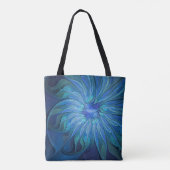 Blauw ventilatorpatroon, Abstracte fractale kunst Tote Bag (Achterkant)