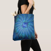 Blauw ventilatorpatroon, Abstracte fractale kunst Tote Bag (Dichtbij)