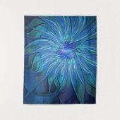 Blauw ventilatorpatroon, Abstracte fractale kunst Wandkleed (Voorkant)