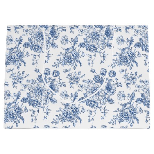 Blauw ventilatorpatroon groot cadeauzakje (Voorkant)