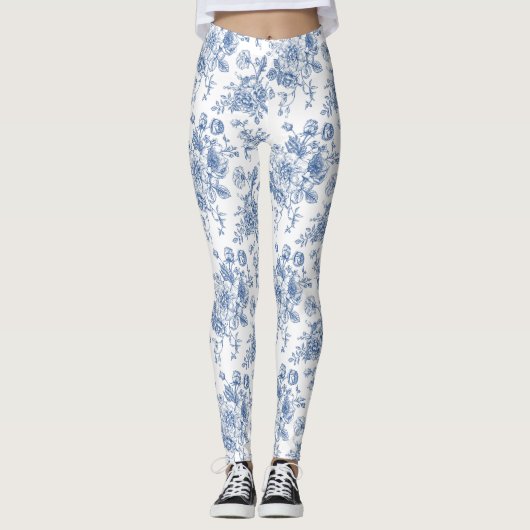 Blauw ventilatorpatroon leggings (Voorkant)