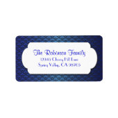 Blauw Ventilatorpatroon met Wit Lijst Etiket (Voorkant)