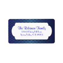 Blauw Ventilatorpatroon met Wit Lijst