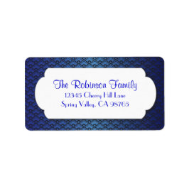 Blauw Ventilatorpatroon met Wit Lijst Etiket