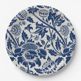 blauw ventilatorpatroon papieren bordje