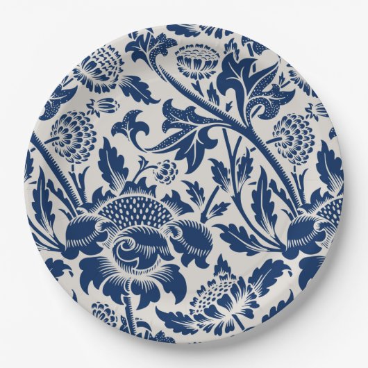 blauw ventilatorpatroon papieren bordje (Voorkant)