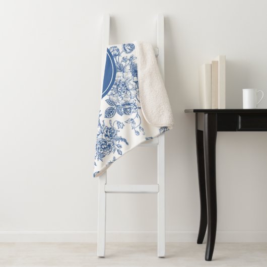 Blauw ventilatorpatroon sherpa deken (In situ)