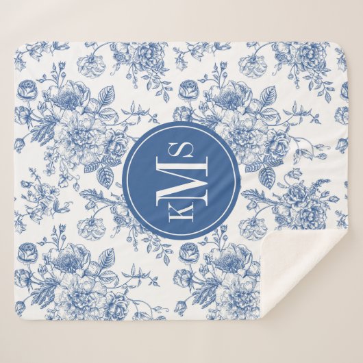 Blauw ventilatorpatroon sherpa deken (Voorkant (horizontaal))