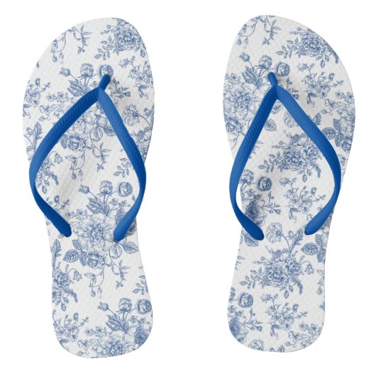 Blauw ventilatorpatroon teenslippers (Voetbed)