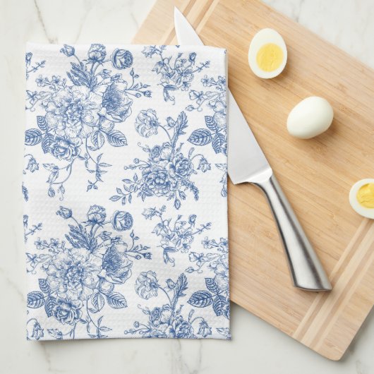 Blauw ventilatorpatroon theedoek (Quarter Fold)