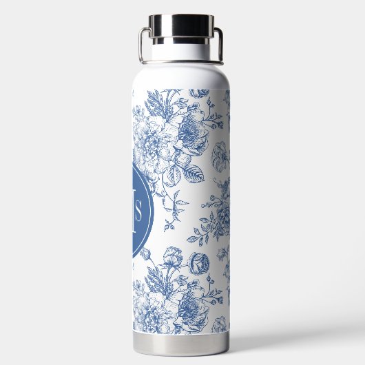 Blauw ventilatorpatroon waterfles (Achterkant)