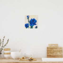 Blauw ventilatorverf poster