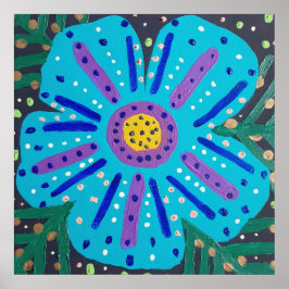 Blauw ventilatorverf poster