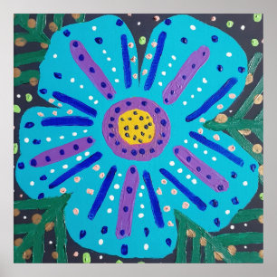 Blauw ventilatorverf poster
