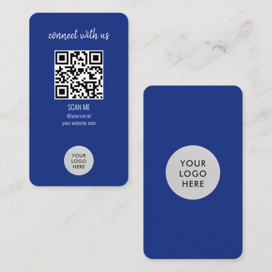 Blauw verbind met de code van ons QR Visitekaartje (Voorkant / Achterkant)