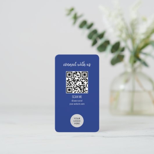 Blauw verbind met de code van ons QR Visitekaartje (Staand voorkant)