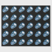 Blauw verchroomd schedel inpakpapier (Vlak)