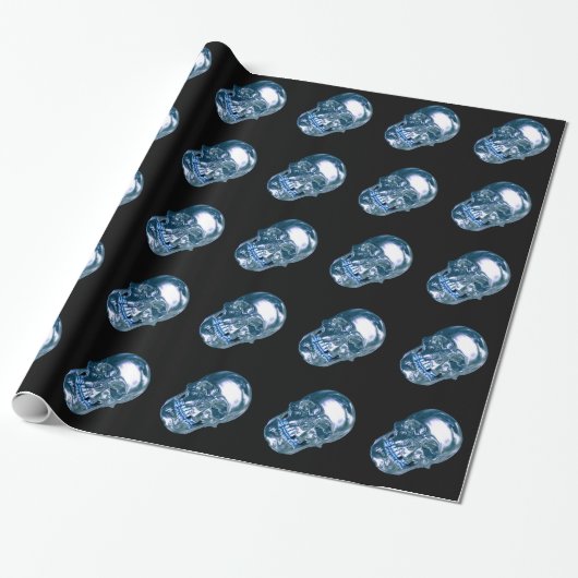 Blauw verchroomd schedel inpakpapier (Uitgerold)