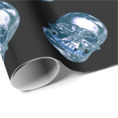 Blauw verchroomd schedel inpakpapier (Rol Hoek)