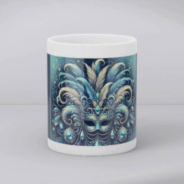 Blauw Veren Maskerade Masker Illustratie Mok