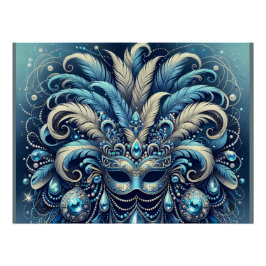 Blauw Veren Maskerade Masker Illustratie Perfect Poster