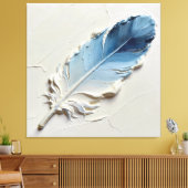Blauw Veren Wandkunst Impasto Canvas Print (Insitu (Woonkamer))