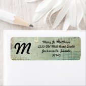 blauw verf  Krant STamped collage Etiket (Insitu)