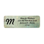 blauw verf  Krant STamped collage Etiket (Voorkant)