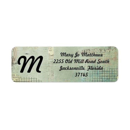 blauw verf  Krant STamped collage Etiket (Voorkant)