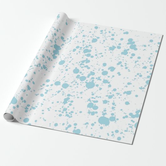Blauw verfspatpatroon cadeaupapier (Uitgerold)