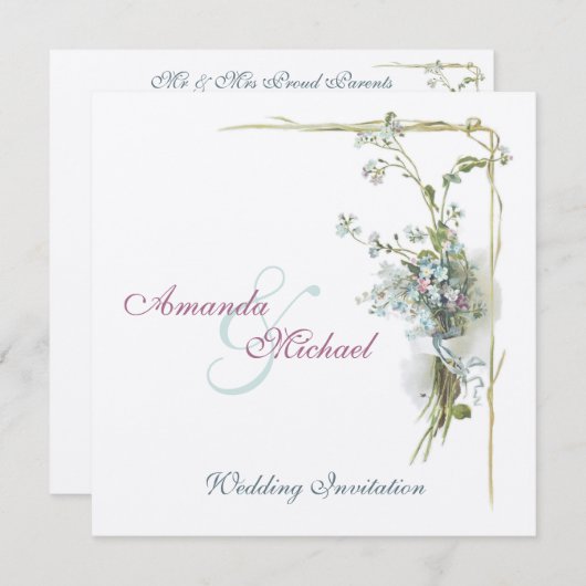  blauw vergeet me dat ik een bruiloft moet vieren kaart (Voorkant / Achterkant)