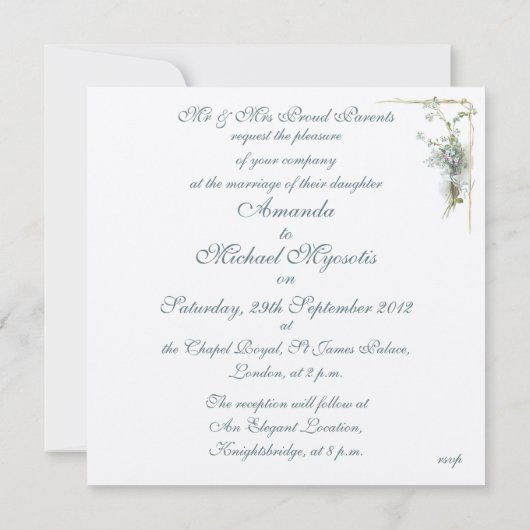  blauw vergeet me dat ik een bruiloft moet vieren kaart (Achterkant)