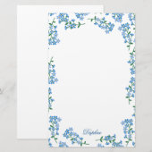 Blauw vergeet me geen Lijst Briefpapier (Voorkant / Achterkant)