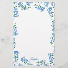 Blauw vergeet me geen Lijst Briefpapier